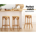 Artiss 2x Bar Stools Rattan Seat Wooden Frame