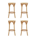 Artiss 4x Bar Stools Rattan Seat Wooden Legs
