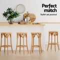 Artiss 4x Bar Stools Rattan Seat Wooden Legs