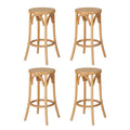 Artiss 4x Bar Stools Rattan Seat Wooden Legs