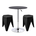 Artiss Bar Stools and Table Set 3PCS Dining Desk Kitchen Chair PVC Leather Black