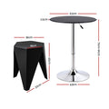 Artiss Bar Stools and Table Set 3PCS Dining Desk Kitchen Chair PVC Leather Black