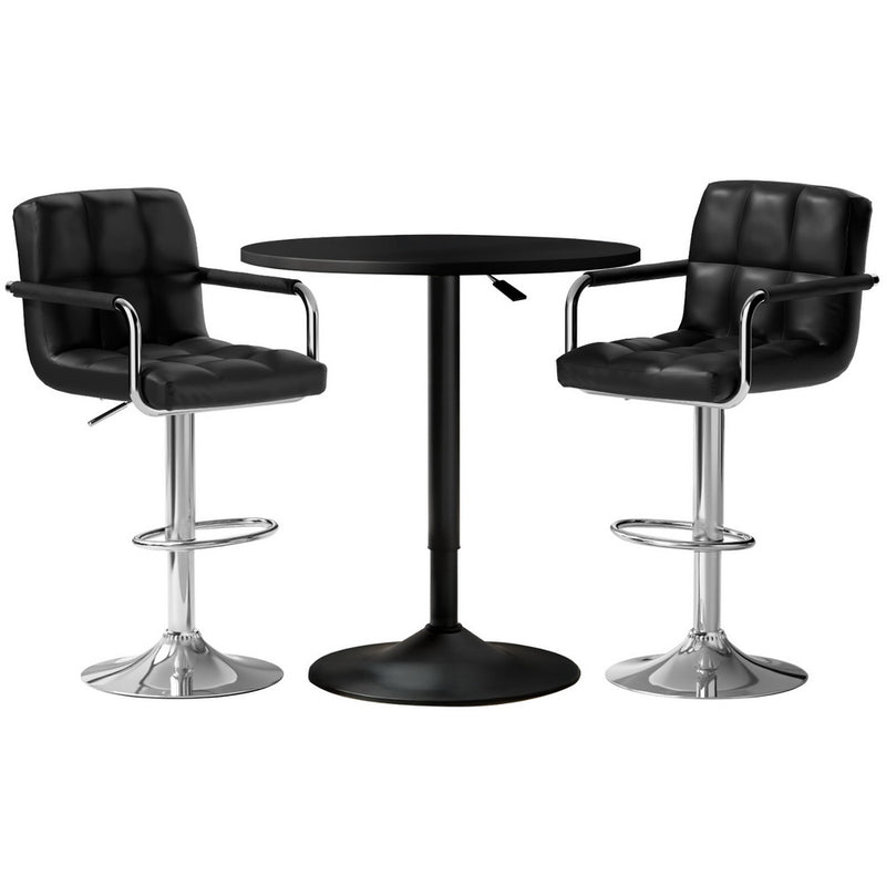 Artiss Bar Table and 2 Stools Set Dining Kitchen Cafe Pub