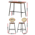 Artiss Industrial Bar Table Stools Set 2 Dining Kitchen Cafe Chairs