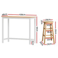 Artiss Bar Table 4 Stools Set Dining Kitchen Cafe Pub Black