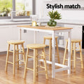 Artiss Bar Table 4 Stools Set Dining Kitchen Cafe Pub Black