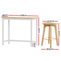 Artiss Bar Table 2 Stools Set Kitchen Dining Cafe Pub Desk Chairs