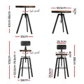 Artiss Bar Table 4 Stools Industrial Dining Cafe Kitchen Set