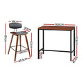 Artiss Bar Table 2 Stools Dining Desk Kitchen Cafe Pub Set