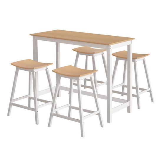 Artiss Bar Table & Stools Set Solid Wood Dining Kitchen Cafe Pub