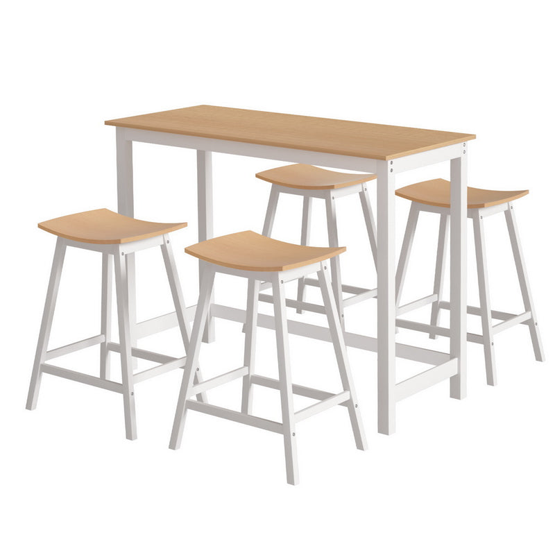 Artiss Bar Table & Stools Set Solid Wood Dining Kitchen Cafe Pub