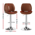 Artiss Bentwood Swivel Bar Stool Adjustable Brown Leather