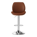 Artiss Bentwood Swivel Bar Stool Adjustable Brown Leather