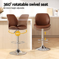 Artiss Bentwood Swivel Bar Stool Adjustable Brown Leather