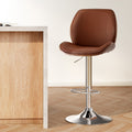 Artiss Bentwood Swivel Bar Stool Adjustable Brown Leather