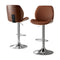 Artiss 2X Bar Stools Bentwood Adjustable Kitchen Counter Leather Brown