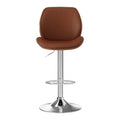 Artiss 4x Bentwood Bar Stool Adjustable Brown Leather Kitchen Counter