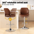 Artiss 4x Bentwood Bar Stool Adjustable Brown Leather Kitchen Counter