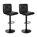 Artiss 2x Bar Stools Gas Lift Kitchen Dining Chairs Black Leather