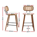 Artiss Bar Stools x2 Rattan Counter Kitchen Chairs PU Leather
