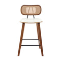 Artiss Bar Stools x2 Rattan Counter Kitchen Chairs PU Leather