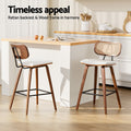 Artiss Bar Stools x2 Rattan Counter Kitchen Chairs PU Leather