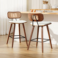 Artiss Bar Stools x2 Rattan Counter Kitchen Chairs PU Leather