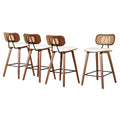 Artiss Bar Stools x4 Counter Kitchen Rattan PU Leather Padded Chairs