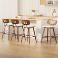 Artiss Bar Stools x4 Counter Kitchen Rattan PU Leather Padded Chairs