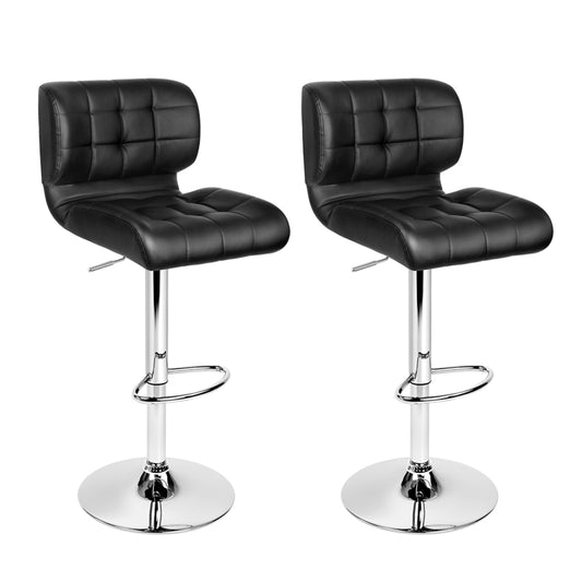 Artiss 2x Bar Stools Gas Lift Padded Leather Black