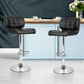 Artiss 2x Bar Stools Gas Lift Padded Leather Black