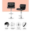 Artiss Bar Stools 4x Gas Lift Padded Leather Black