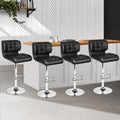 Artiss Bar Stools 4x Gas Lift Padded Leather Black