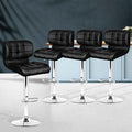 Artiss Bar Stools 4x Gas Lift Padded Leather Black