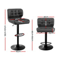 Artiss 2x Bar Stools Gas Lift Leather Padded Grey