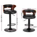 Artiss 2x Gas Lift Bar Stools Faux Leather Black