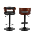 Artiss 2x Gas Lift Bar Stools Faux Leather Black