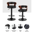 Artiss 2x Gas Lift Bar Stools Faux Leather Black