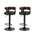 Artiss 2x Gas Lift Bar Stools Faux Leather Black