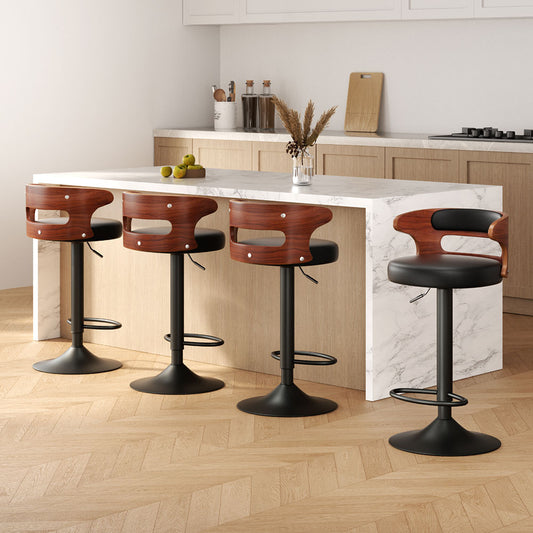 Artiss Bar Stools x4 Gas Lift Faux Leather Kitchen