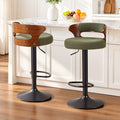 Artiss 2x Bar Stools Counter Chair Gas Lift Swivel Kitchen Bentwood Boucle Green