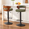 Artiss 2x Bar Stools Counter Chair Gas Lift Swivel Kitchen Bentwood Boucle Green