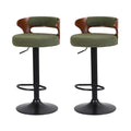 Artiss 2x Bar Stools Counter Chair Gas Lift Swivel Kitchen Bentwood Boucle Green
