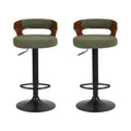 Artiss 2x Bar Stools Counter Chair Gas Lift Swivel Kitchen Bentwood Boucle Green