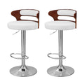 Artiss 2x Bar Stools Counter Chair Kitchen Bentwood Gas Lift PU Leather White