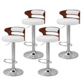 Artiss 4x Bar Stools Counter Chair Kitchen Bentwood Gas Lift PU Leather White