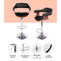 Artiss Bar Stools Gas Lift Leather Armrest Black