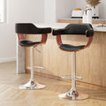 Artiss 2x Bar Stools Gas Lift Leather Armrest Black