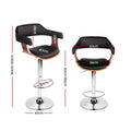 Artiss 2x Bar Stools Gas Lift Leather Armrest Black