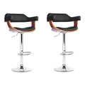 Artiss 2x Bar Stools Gas Lift Leather Armrest Black